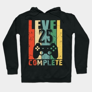 Vintage 25th Wedding Anniversary Level 25 Complete Funny Video Gamer Birthday Gift Ideas Hoodie